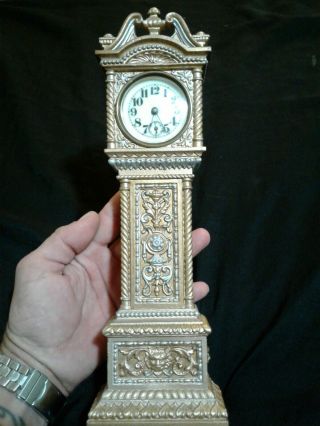 Rare Hard To Find Antique Waterbury Miniature Grandfather Clock