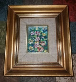 Fine Vintage Signed S.  S.  Textured Abstract Oil Painting Colorful Floral Framed