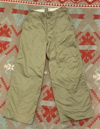 Vintage 50’s Korean War Us Army Military Khaki Chino Pants 30x27