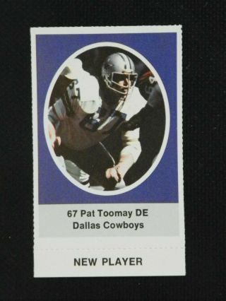 1972 Sunoco Football Stamp Pat Toomay Dallas Cowboys Player