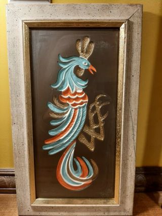 Mcm Mid Century Modern Turner Wall Art Accessory Vintage Atomic Rooster Blue