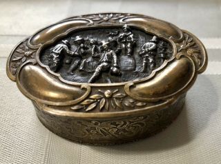 Antique French Gilt Brass /silver Jewelry Casket Box