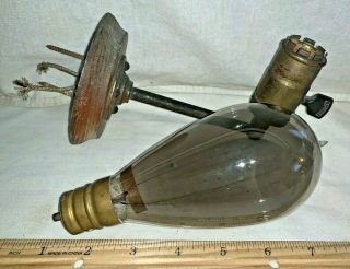 Antique Rare Columbia Tipped Light Bulb Ceramic Base & Socket Early Electric Old