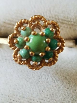Vintage 14 K Gold Ring With Stone Gems (turquoise) From Estate