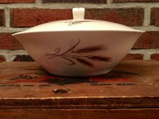 Vintage Salem China Royal Joci Golden Wheat 23k Gold Serving Bowl W Lid 59 Z