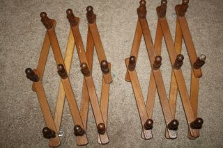 Mid century Accordion Wall racks Maple wood 60 ' s - 70 ' s Set of three 3