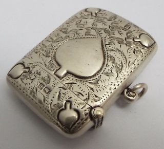 Rare English Antique Art Nouveau 1903 Sterling Silver Vesta Match Case