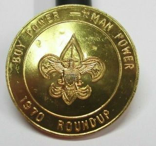 Vintage Old Bsa Boy Scout 1970 Round Up Coin Orleans Area Council Boy Power
