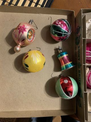Vintage 12 Shiny Brite Glass Christmas Ornaments - Box 3