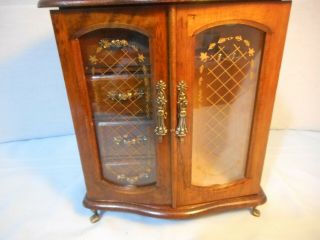 Vintage Wooden Jewelry Box Ring Holder,  Necklace Carousel 4 Drawer 11h10wx6d