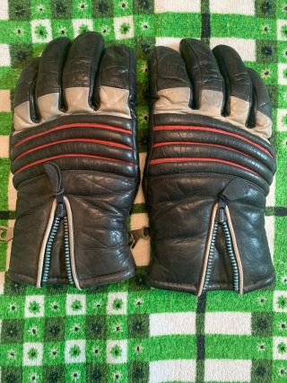 Vintage Kombi Mens Leather Ski Gloves Good Zippers