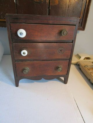 Antique Federal Style Salesman Sample Chest Of Drawers Doll Furniture 1800 