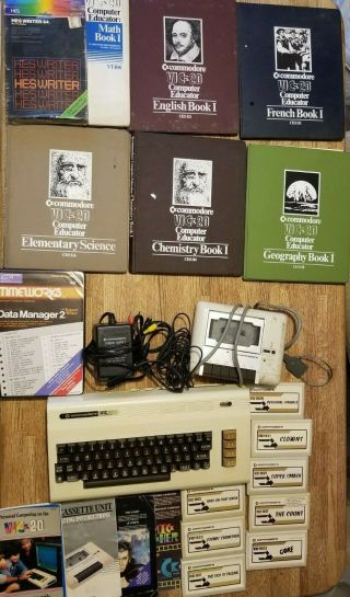 Vintage Commodore Vic - 20 Personal Home Computer W/ 8 Games And 36 Tapes & Player