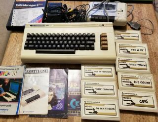 Vintage Commodore VIC - 20 Personal Home Computer w/ 8 Games and 36 Tapes & Player 2