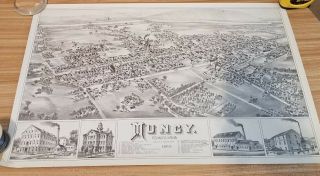 Vintage Map Of 1883 Muncy Pennsylvania Drawn & Printed By Oh Bailey & Co 189/500
