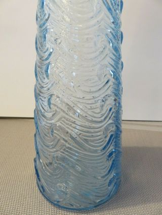 VINTAGE ICE BLUE WAVY GENIE BOTTLE 22 INCHES HIGH MCM WINE DECANTER ITALY 2