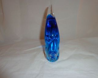 Vintage Blown Art Glass Sculpture of Blue & Crystal Clear Fish 3