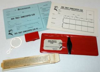 Vintage Dick Tracy Crimestopper Club Toy Set Mail Away Newspaper Promo Decoder