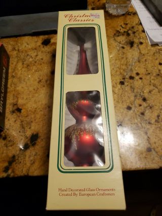 Vintage Glass Tree Topper Christmas Classics Red Double Bulb Gold Romania