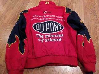 Vintage NASCAR Jeff Gordon DuPont Racing Flames Jacket Youth Kids Size Med.  Red 3