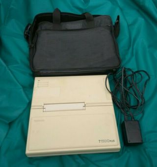 Toshiba T1100 Plus 1986 Laptop Computer,  Vintage W/ Power Cord And Bag