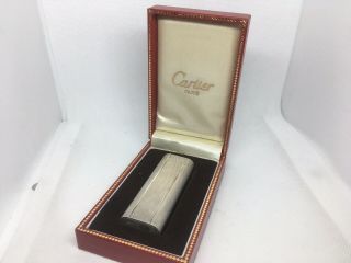 Vintage Cartier Gas Lighter Swiss Made Silver Mesh Pattern