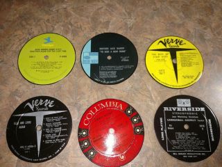 Vintage Upcycled Record Label Drink Coasters (rare Jazz) Set Of 6