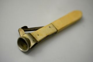 Rare Antique C.  1900 Bone Handle Cigarette Cigar Cutter Tobacco Knife Scissor