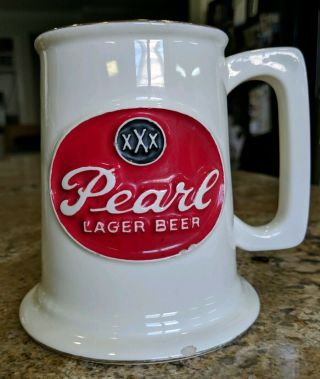 Vintage Pearl Lager Beer Mug Cup Stein.  Usa.  Xxx.  Pottery Enamel.  Rare.  Man Cave