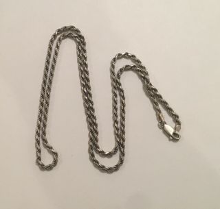 Vintage Sterling Silver Twisted Rope 24” Chain Necklace