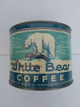 Rare Antique Vintage Keywind White Bear Coffee Tin Can Lid