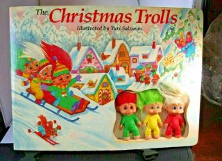 1992 Large The Christmas Trolls Book With 3 Troll Dolls