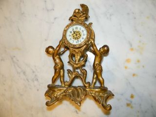 Antique Haven Clock Cherubs Gilt over Bronze Spelter Art Nouveau 2