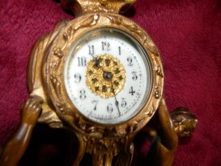 Antique Haven Clock Cherubs Gilt over Bronze Spelter Art Nouveau 3