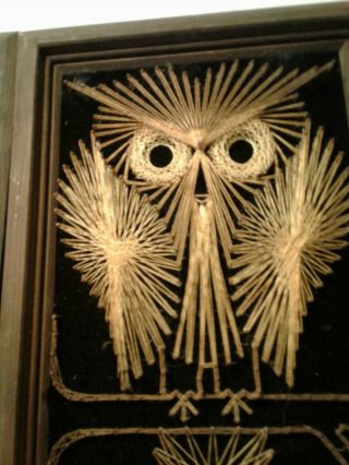 Vintage Mid - century Modern String Art Owls (2) 3