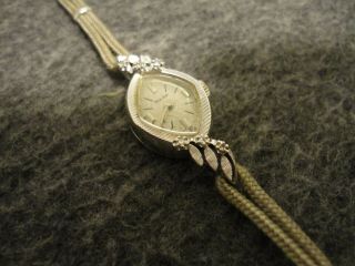 1974 Bulova 14k White Gold & Diamonds Vintage Womens Swiss Watch 5bd - Serviced