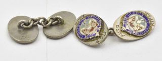 Antique Sterling Enamel Cof Catholic Order Of Foresters Rifle Auto Cufflinks 38 