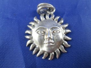 Vintage Sterling Silver Sun Face Pendent