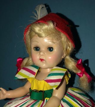 Vintage Vogue Ginny Doll In Her Tagged Striped Scottie Dress