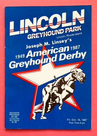 1987 Lincoln Greyhound Program 38th American Greyhound Derby - Fuel 