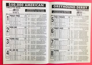 1987 Lincoln Greyhound Program 38th American Greyhound Derby - FUEL ' S STARGAZER 2