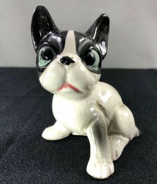 Boston Terrier Dog Figurine Ceramic - Porcelain Hand Painted - Made In Japan - Vintage
