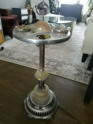 Art Deco Vintage Smoking Stand Ashtray With Lights