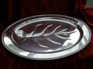 Large Vintage Silver - Plated Footed Oval Meat Turkey Platter Serving Xmas Tray