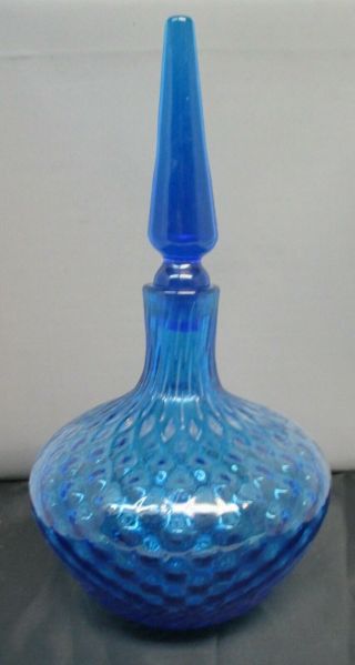 Vintage Retro Blue Pilgrim Glass Decanter Genie Bottle 1960 