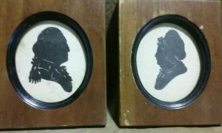 Vintage Esate Find Kindel George & Martha Washington Silhouette In Wood Frames