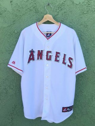 Angels Albert Pujols Baseball Jersey Majestic Button Down White Sz L 5
