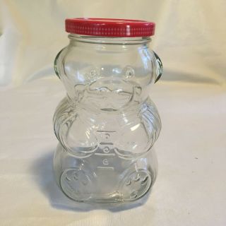 Vintage Glass Jar Kraft Big Teddy Bear Figural With Lid