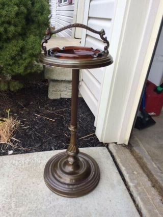 Antique Brass Ashtray With Stand