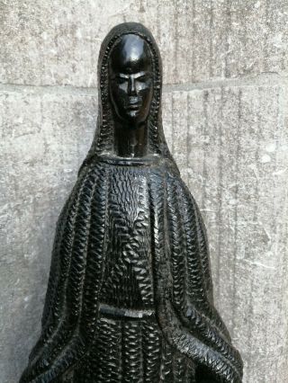 Antique Vintage Fine Carved Wood Black Madonna Virgin Mary Fugurine Statue